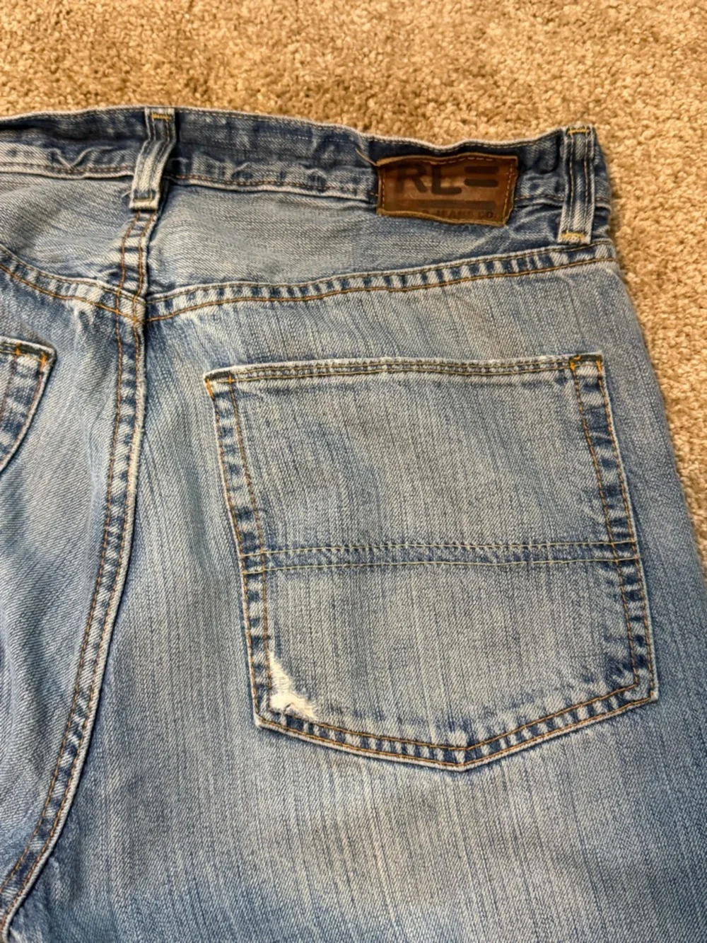 Polo by Ralph Lauren Light Blue Straight Jeans with Distressed Details